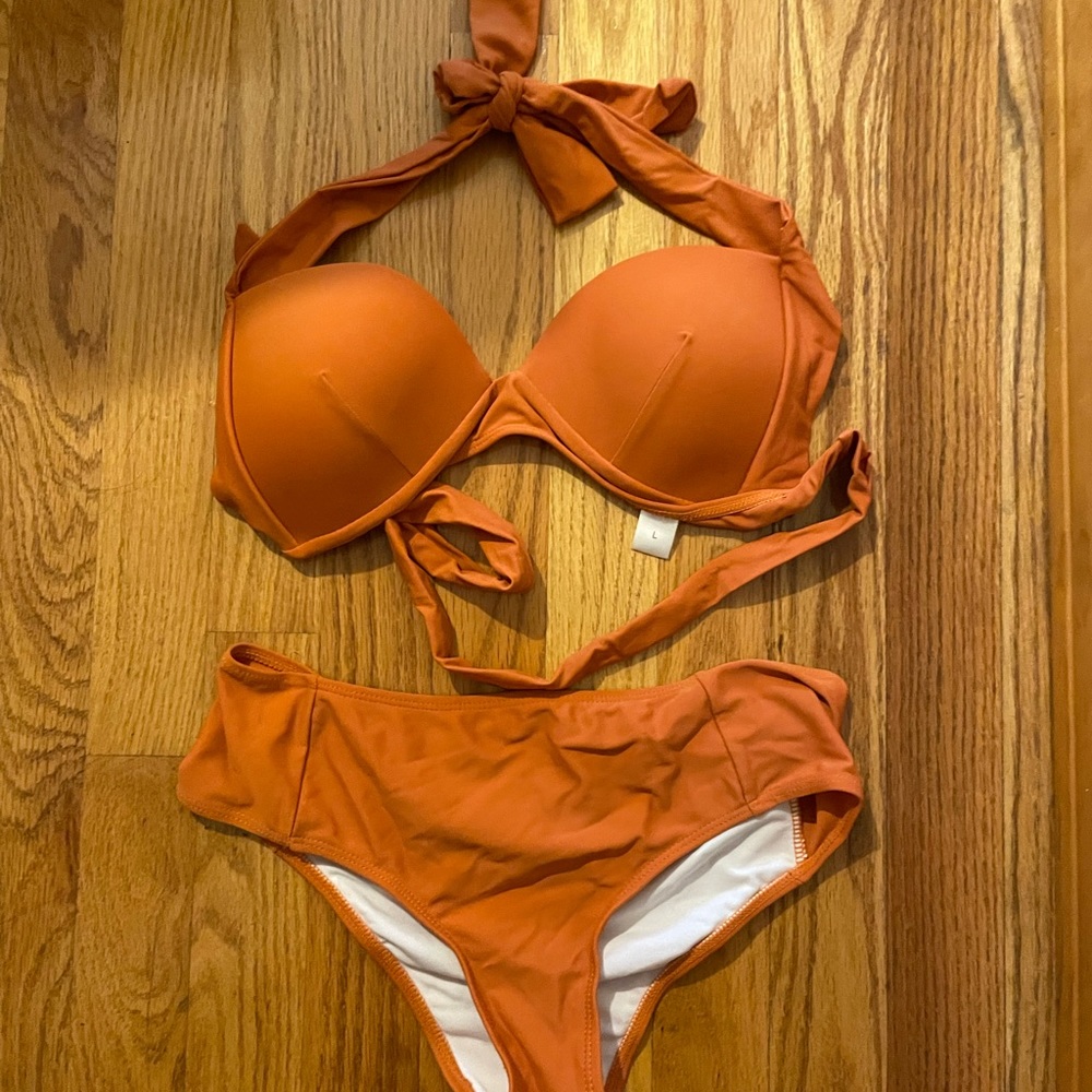 yesstyle orange halter bikini top and bottom